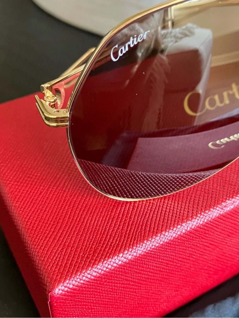 Cartier Authentic Aviator Pilot Brown Lens Shiny Gold Sunglasses CT0110S 014 62